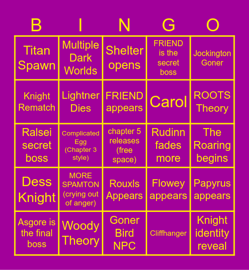 Chapter 5 Bingo Card