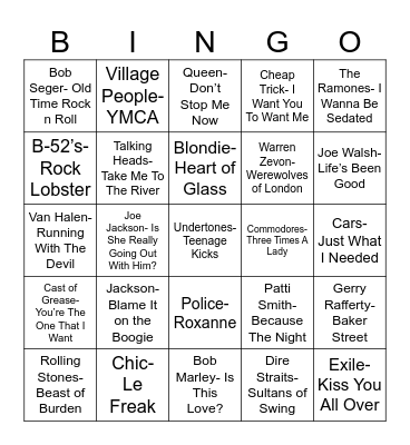 Radio Bingo Class of 1978 Bingo Card