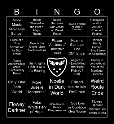 Deltarune Chapter 5 Bingo Card
