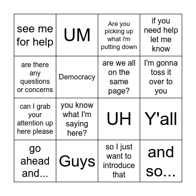 Mr Lester Bingo Card