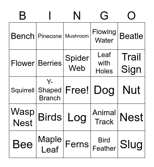 Nature Bingo! Bingo Card