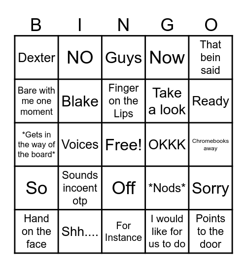 Mrs. Jennkins BINGO Card