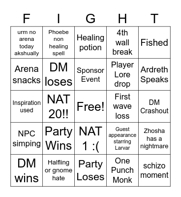 Waterdeep Bingo Card