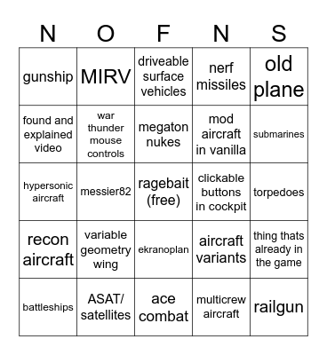 Nuclear option feedback and suggestions bingo Card