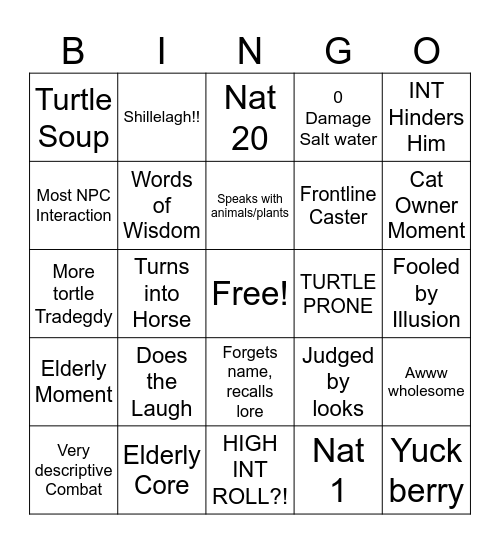 Grothnar Bingo Card