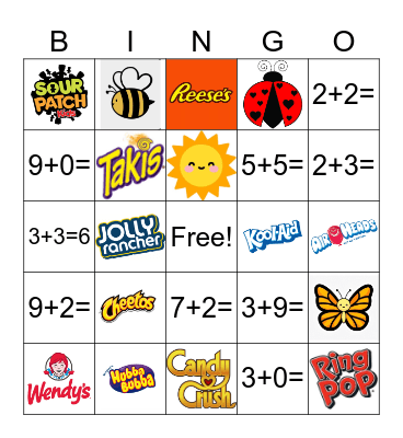 Candy crush Bingo Card