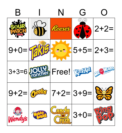 Candy crush Bingo Card