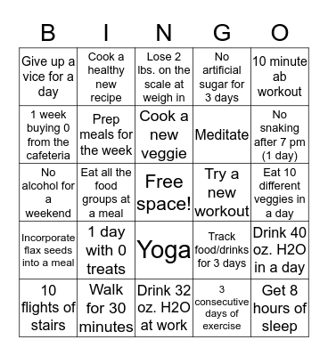 Biggest Loser BINGO! Bingo Card