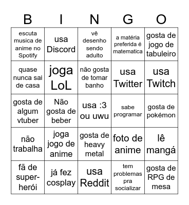 BINGO NERD DE MAIS Bingo Card