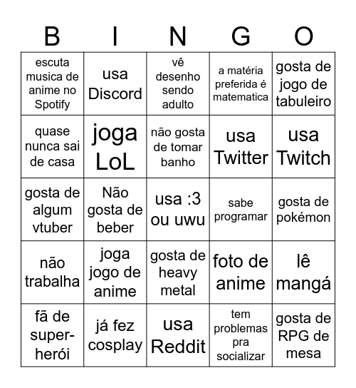 BINGO NERD DE MAIS Bingo Card