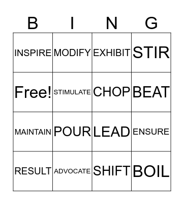 useful verbs  Bingo Card
