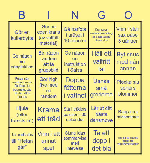 Midsommarbingo Card