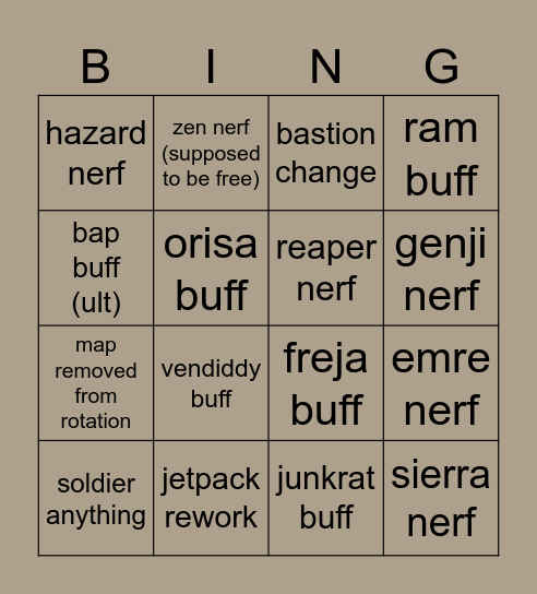 season 3 ow2026 Bingo Card
