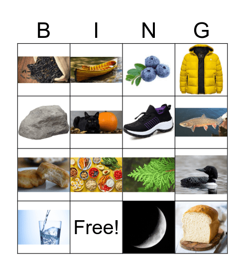 Anishinaabemowin Bingo Card
