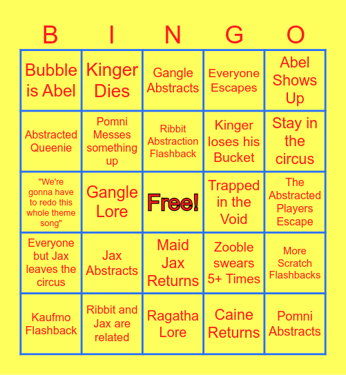 TADC Episode 9 Bingo Card