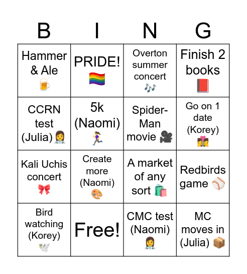 Summer 2026 ☀️ Bingo Card