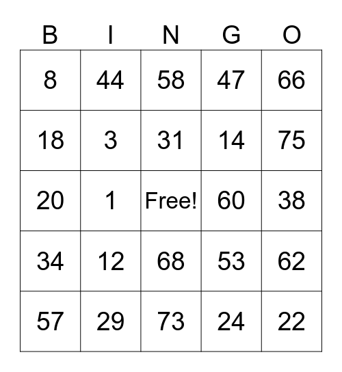 ADINA BINGO Card