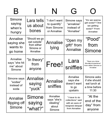 Work Bingo Card
