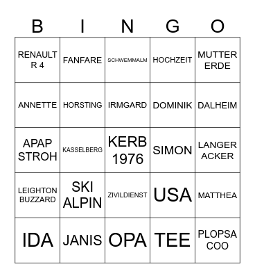 HORST BELGIEN 70 Bingo Card