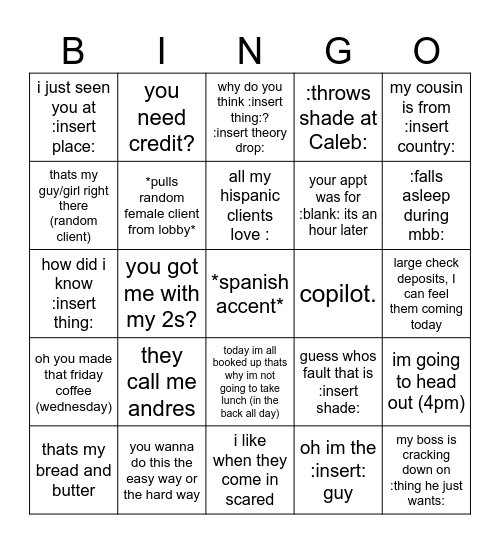 undra bingo Card