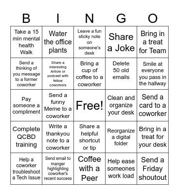 Just Because Day Bingo Card