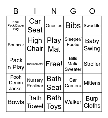 Katie's Baby Shower Bingo Card