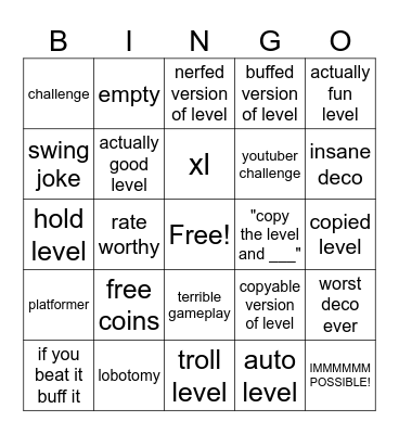 Recent Tab Bingo Card