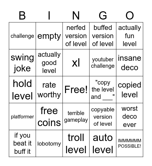 Recent Tab Bingo Card