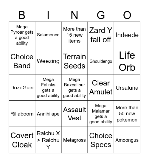 Regulation M-B Bingo Card