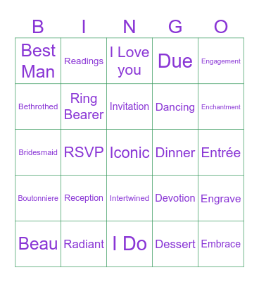 Juliana          BRIDAL BINGO        Menniti Bingo Card