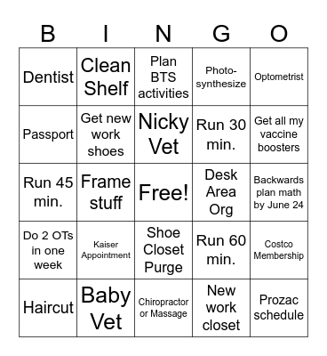 Responsible Summer Bingo Card