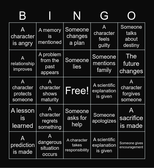 ULA CINEMA BINGO - B1 / The Adam project Bingo Card