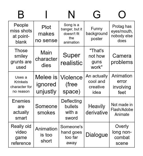 madness combat bingo Card
