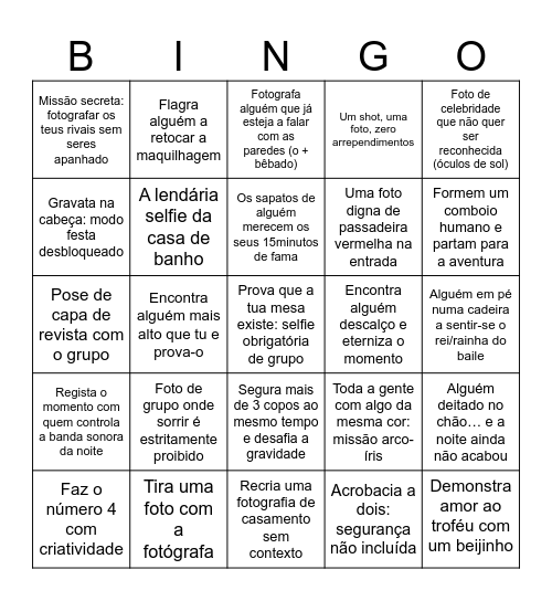 Bingo Fotogénico Bingo Card
