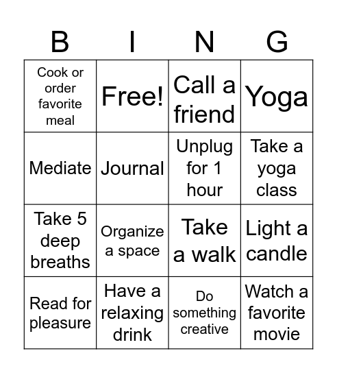 Self Care Bingo For Teachers Bingo Card