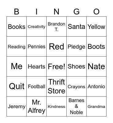 Champion Bingo Card