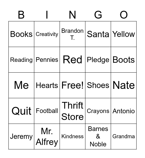 Champion Bingo Card