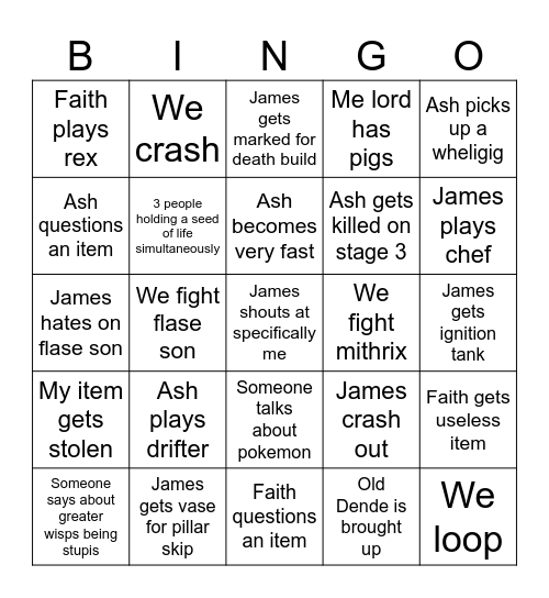 Ror2 bingo Card