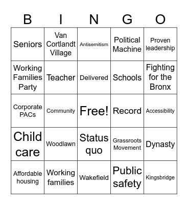 Dinowitz vs. Evers Bingo Card