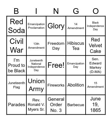 Juneteenth Bingo Card