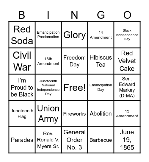 Juneteenth Bingo Card