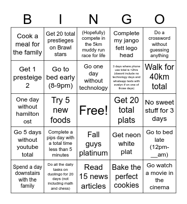 Boredom Bingo Card
