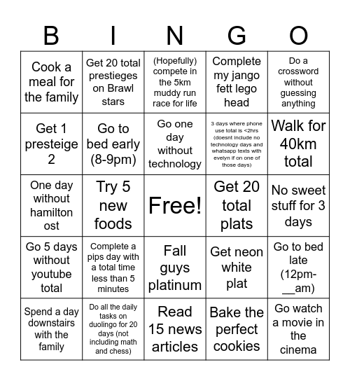 Boredom Bingo Card