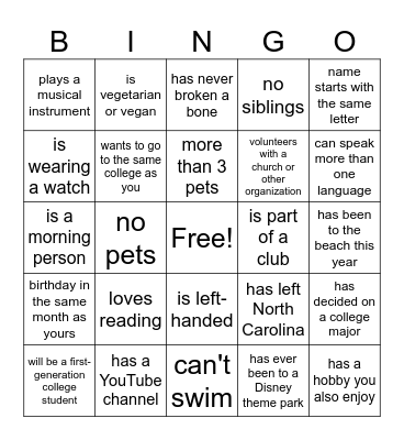 Find Someone Who... Bingo Card
