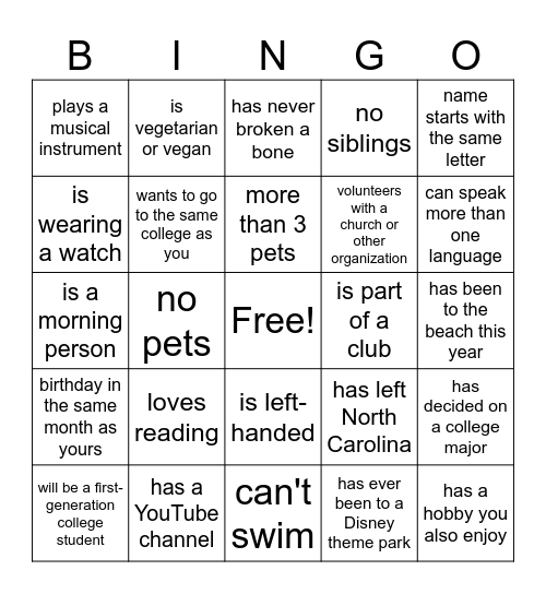 Find Someone Who... Bingo Card
