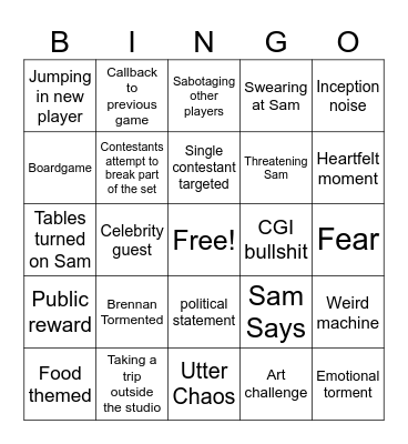 Game Changer Bingo Card