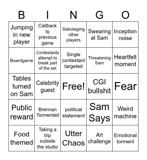 Game Changer Bingo Card