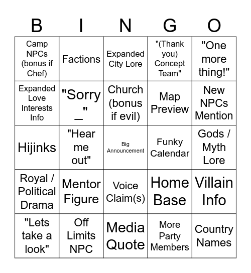 C3 Direct Bingo Card