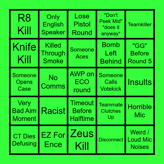 CS2 Bingo Card
