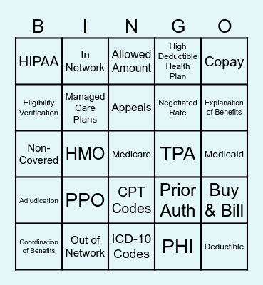 Work From Home Biller Bingo Card